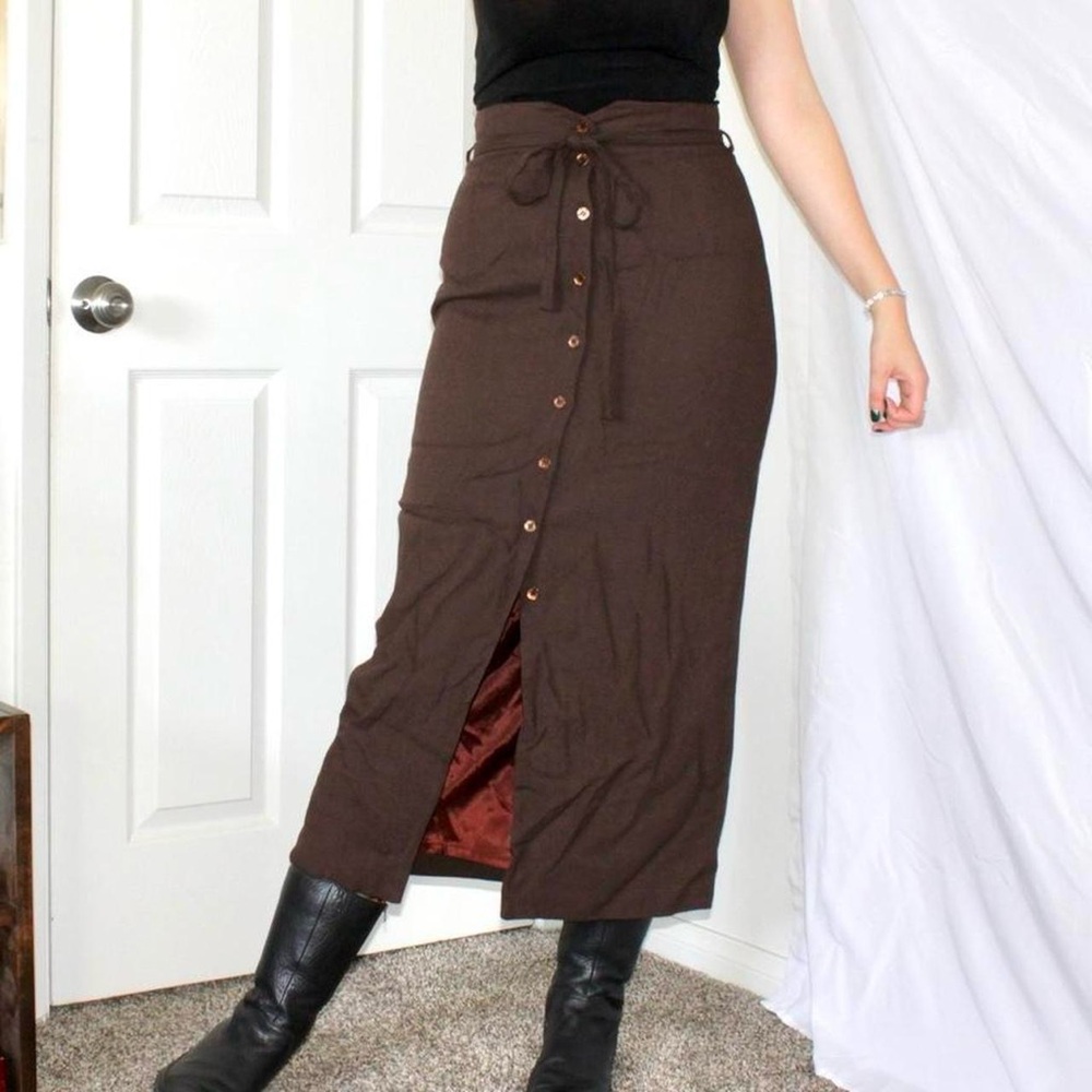 Vintage Express Brown Button Skirt